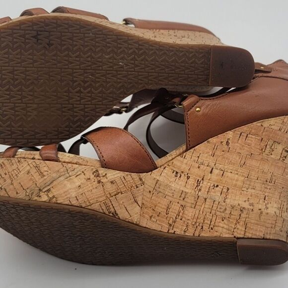Michael Kors women's Cork Wedge Leather heels SZ 6.5m - Picture 5 of 6